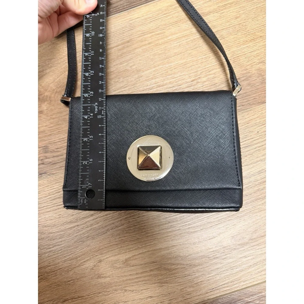 Kate Spade Newbury Lane Sally Crossbody Black Saffiano Leather Gold Lock